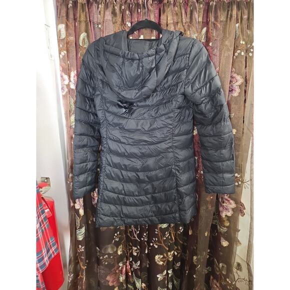 Gap Cold Control Black Hood and Pockets Packable Midi Coat Small - Picture 5 of 7